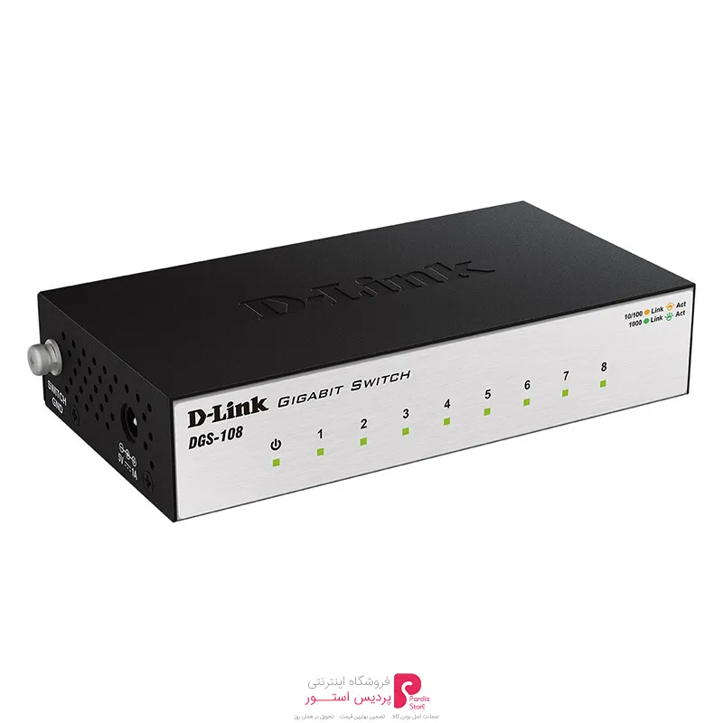 سوييچ 8 پورت گيگابيت و دسکتاپ دی-لينک مدل DGS-108 - سوييچ 8 پورت گيگابيت و دسکتاپ دی-لينک مدل DGS-108