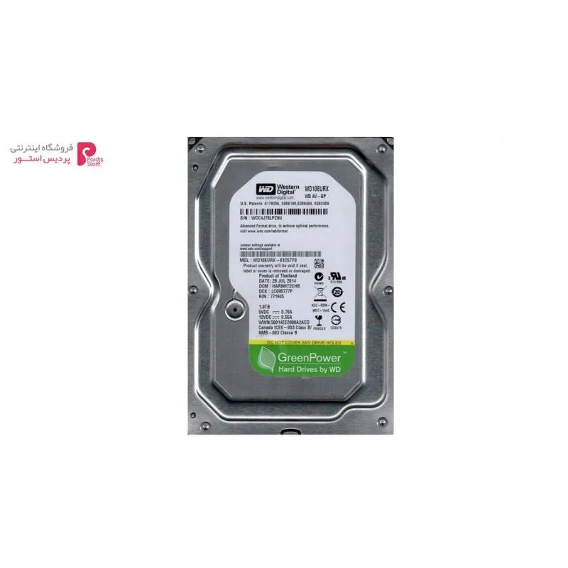 هارددیسک اینترنال وسترن دیجیتال سری سبز مدل WD10EURX ظرفیت 1 ترابایت