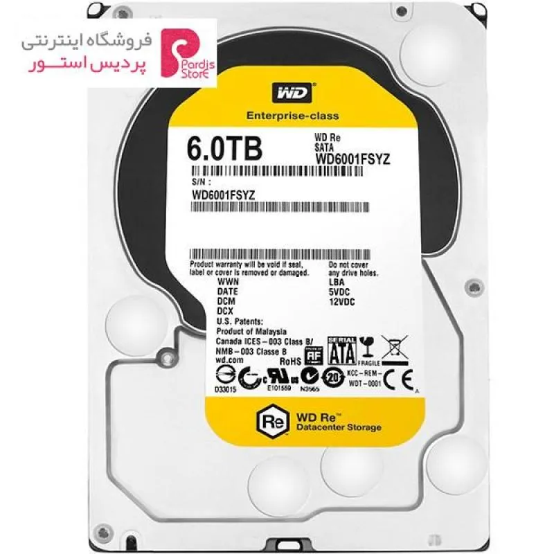 هارددیسک اینترنال وسترن دیجیتال سری RE مدل WD6001FSYZ ظرفیت 6 ترابایت - 0