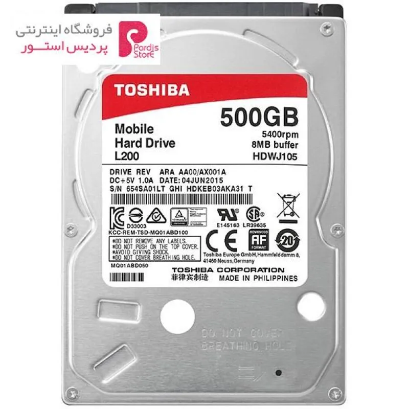 هارددیسک اینترنال توشیبا سری L200 مدل HDWJ105 ظرفیت 500 گیگابایت - 0