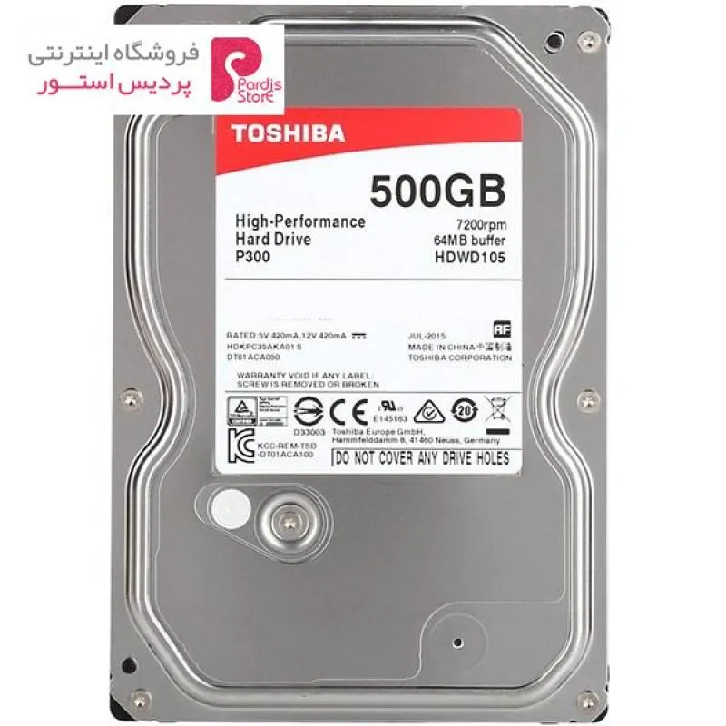 هارددیسک اینترنال توشیبا سری P300 مدل HDWD105 ظرفیت 500 گیگابایت - 0