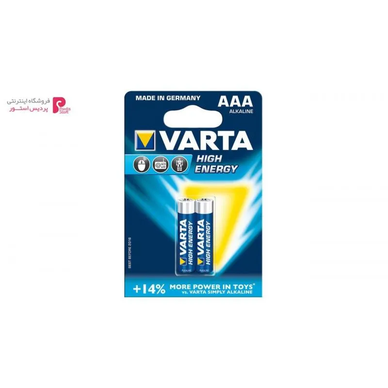 باتری نیم قلمی وارتا مدل High Energy Alkaline LR03AAA بسته 2 عددی - 0