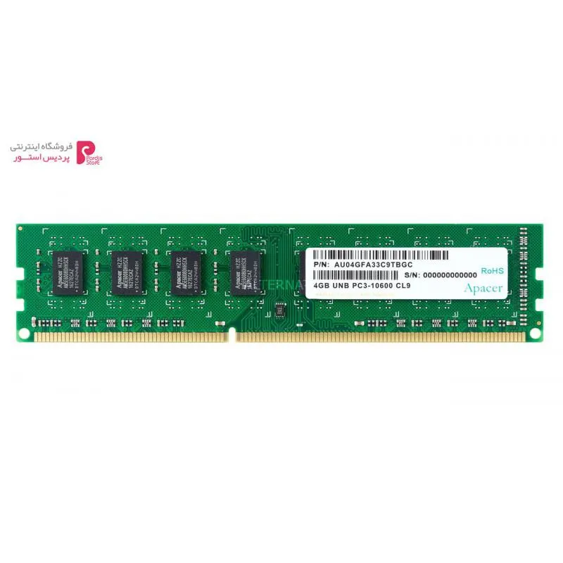 رم کامپیوتر اپیسر مدل UNB PC3-10600 CL9 DDR3 1333MHz ظرفیت 4 گیگابایت - 0