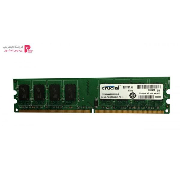 رم دسکتاپ DDR2 تک کاناله 800 مگاهرتز CL6 کروشیال مدل UDIMM ظرفیت 2 گیگابایت - 0