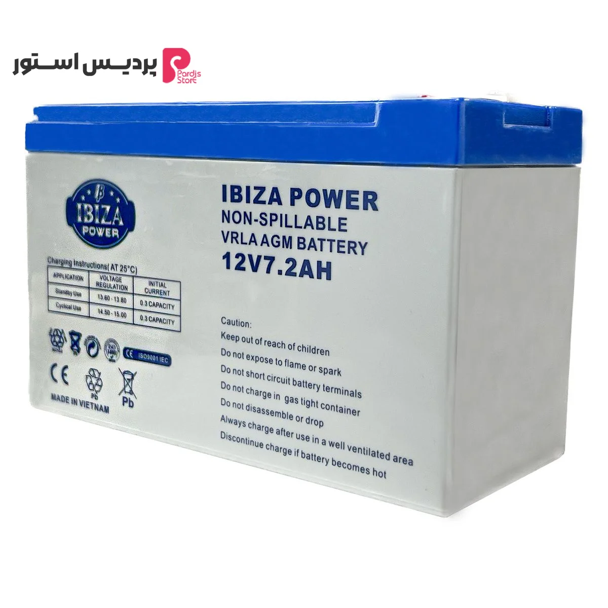 باتری یو پی اس 12 ولت 7.2 آمپر ساعت ایبیزا مدل IBZ 12-7.2 - تصویر 1