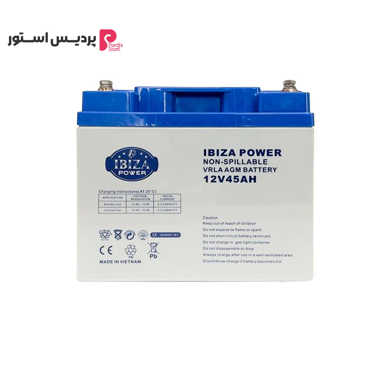 باتری یو پی اس 12 ولت 45 آمپر ساعت ایبیزا مدل: IBZ 12-45 - تصویر 1