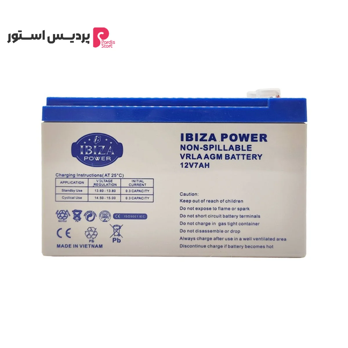 باتری یو پی اس 12 ولت 7 آمپر ساعت ایبیزا مدل 12V7AH - تصویر 1