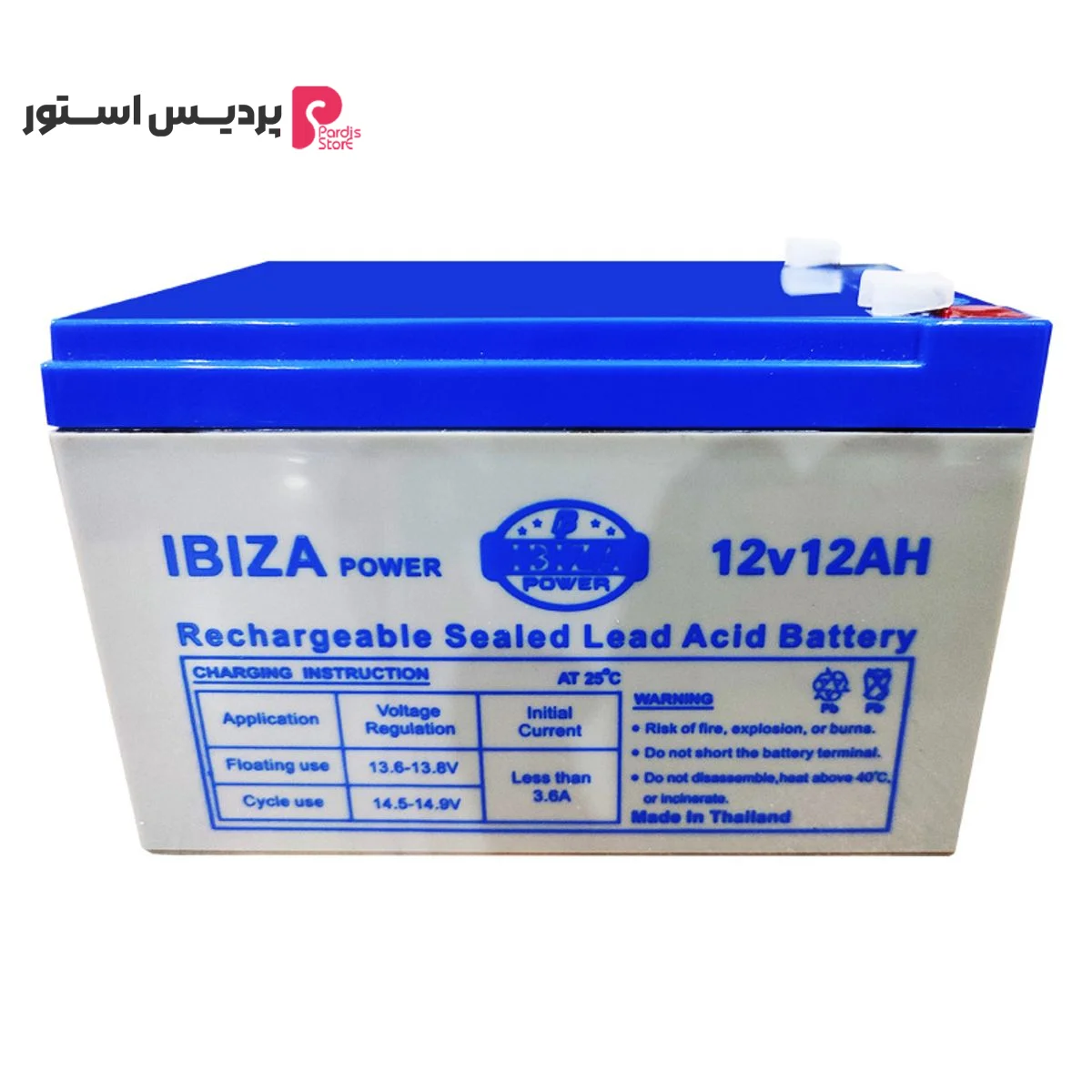 باتری UPS با ولتاژ 12 ولت و شدت جریان 12 آمپرساعت ایبیزا مدل IBZ 12-12 - تصویر 1