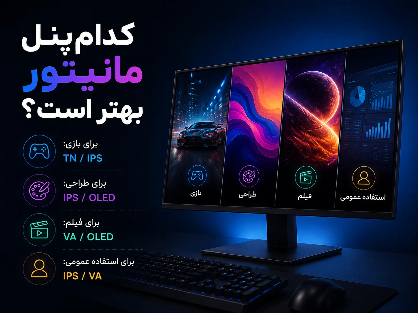 مقایسه بهترین پنل مانیتور برای بازی، طراحی و استفاده روزمره