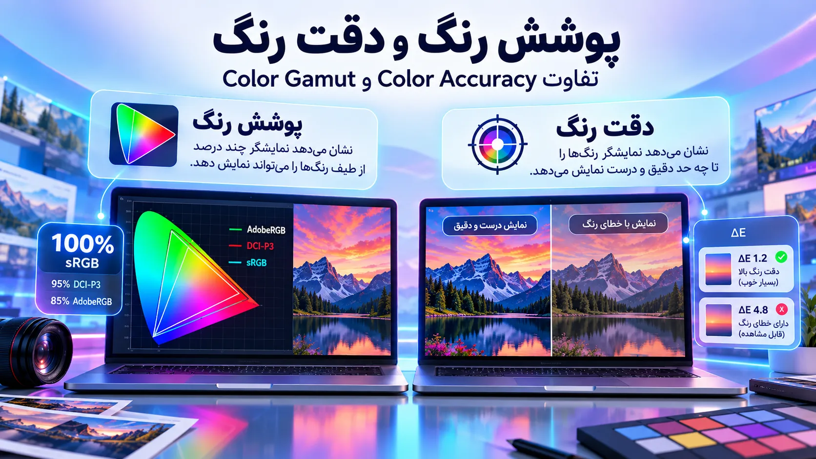 تفاوت پوشش رنگ و دقت رنگ صفحه نمایش لپ تاپ