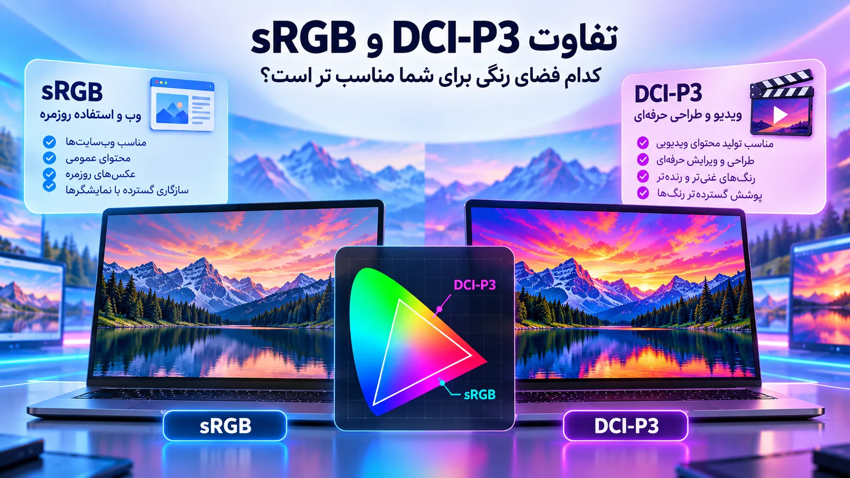 تفاوت sRGB و DCI-P3 در نمایشگر لپ تاپ