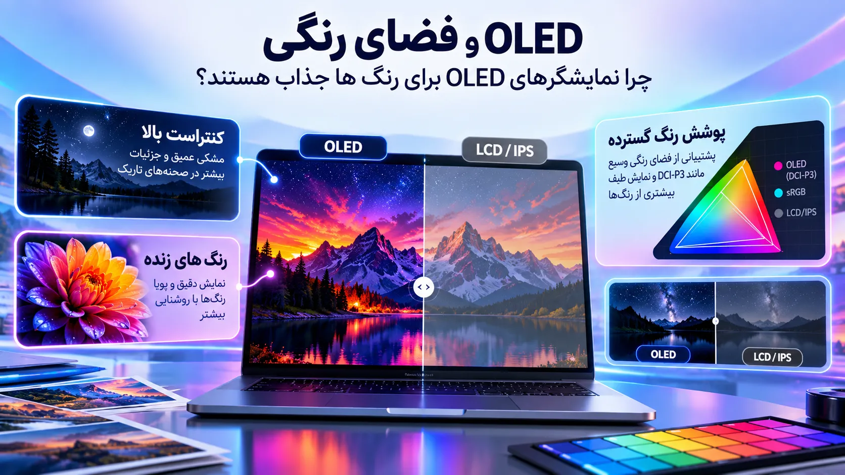 تاثیر نمایشگر OLED بر کیفیت رنگ و فضای رنگی لپ تاپ